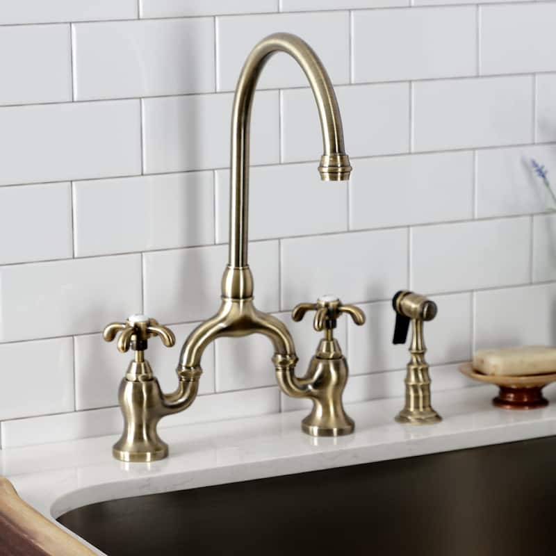 Kingston Brass KS779.TXBS French Country 1.8 GPM Bridge Kitchen Faucet