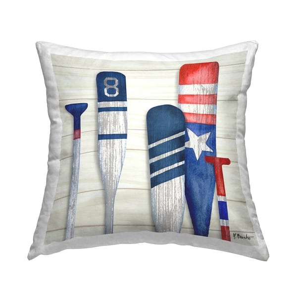 Stupell Patriotic Lake Cabin Boating Oars Printed Throw Pillow by Paul