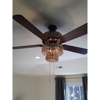 Shop Antique White and Champagne Crystal Ceiling Fan - On Sale - Free