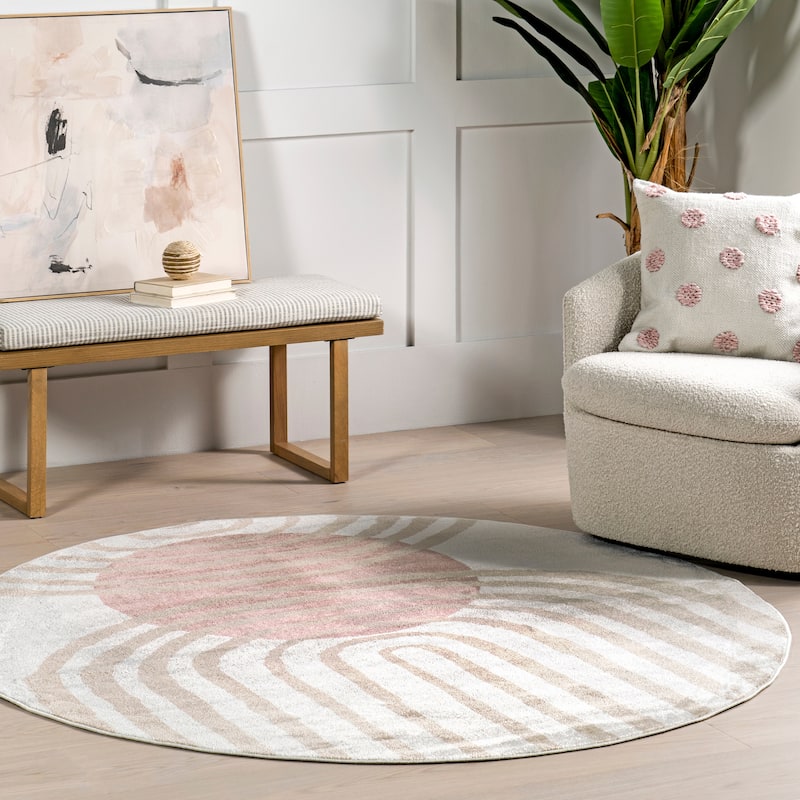 Nuloom Shandra Abstract Sky Area Rug - 6' Round - Blush