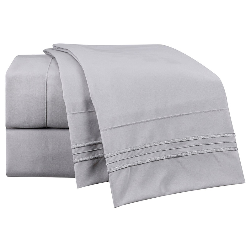 Clara Clark Bright Bed Sheet Set - Silver Grey - Twin