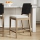 preview thumbnail 40 of 40, Beacon Bohemian Boucle Bar Stool, Upholstered Counter Height Chair with Solid Wood Frame and Woven Seagrass Back Set of 2 - Cream Boucle/Black/Gray Mahogany - Counter Height