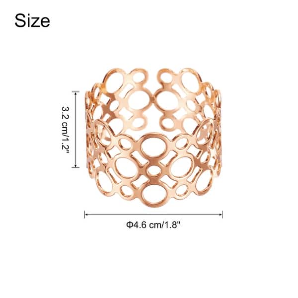 dimension image slide 3 of 5, Napkin Rings Round Metal Hollow Napkin Holder for Dinner Table