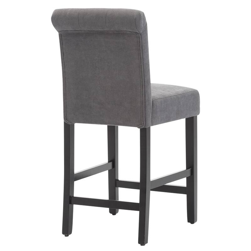 24 Inches Fabric Upholstered Counter Height Bar Stools with Button Tufted Back Set of 2