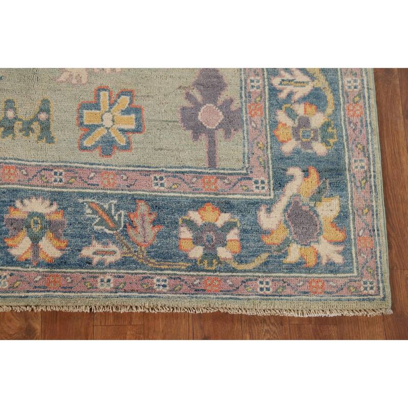 Sage Green Oushak Oriental Accent Rug Handmade Wool Carpet - 4'1" x 6'0"