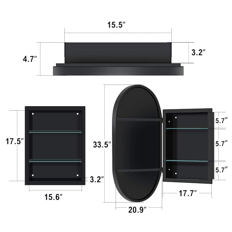 Set of 2 Recessed Medicine Cabinet