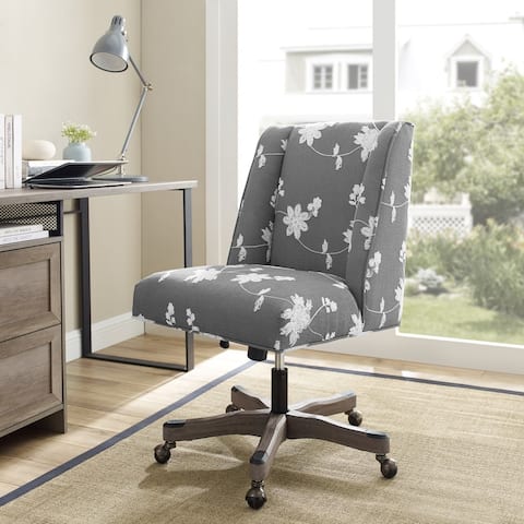 Gray Floral Embroidered Office Chair