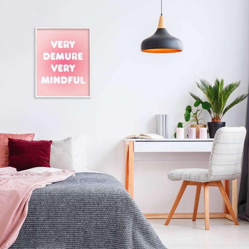 Stupell Trendy Pink Demure & Mindful Framed Giclee Art Design By Lil' Rue