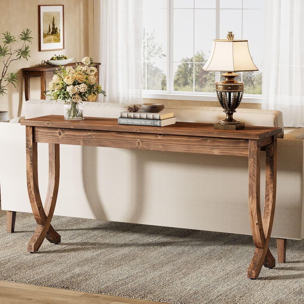 Solid Wood Console Table Farmhouse Sofa Couch Table for Entryway