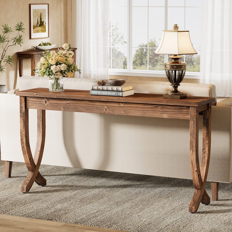 Solid Wood Console Table Farmhouse Sofa Couch Table for Entryway