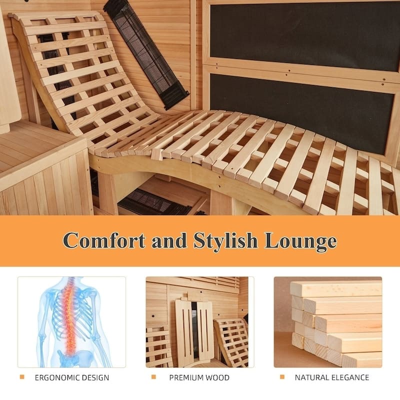 Infrared Sauna up to 4 Person with 15 Minutes Warm-up Heater Tube & Carbon Plate