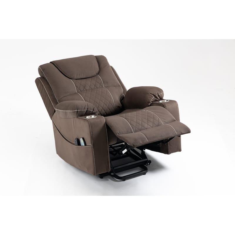 Velvet Dual‑Motor Power Recliner Chair with Heat, Massage & Cup Holders