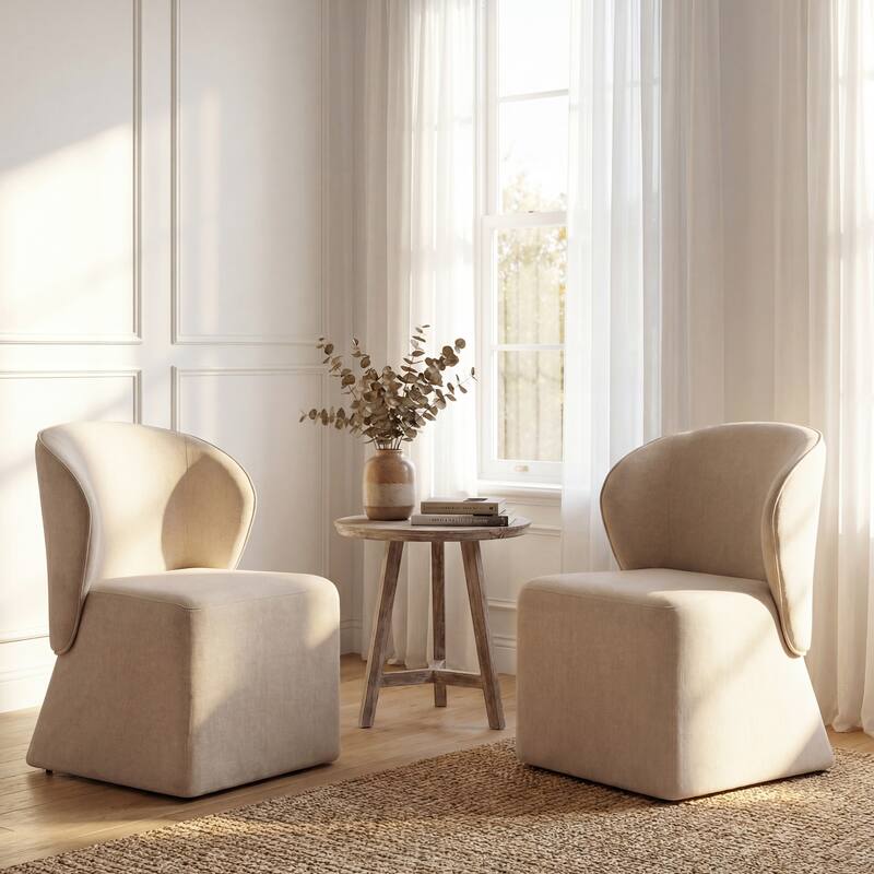 Christopher Knight Home - Eddie Modern Block Silhouette Upholstered Dining Chair with Metal Frame, Versatile Home Use - Beige - Set of 2