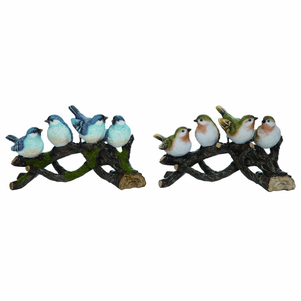 Transpac Resin Birds On Branch Set of 2 Spring Home Decorations