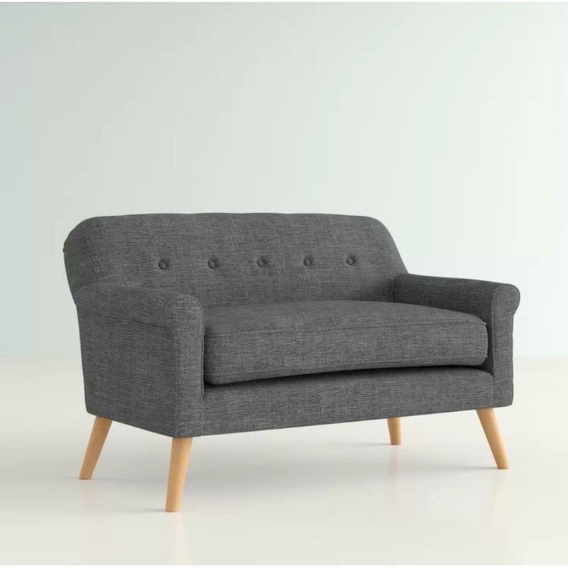 Classic Fabric Upholstered Tufted Loveseat with Rolled Arms
