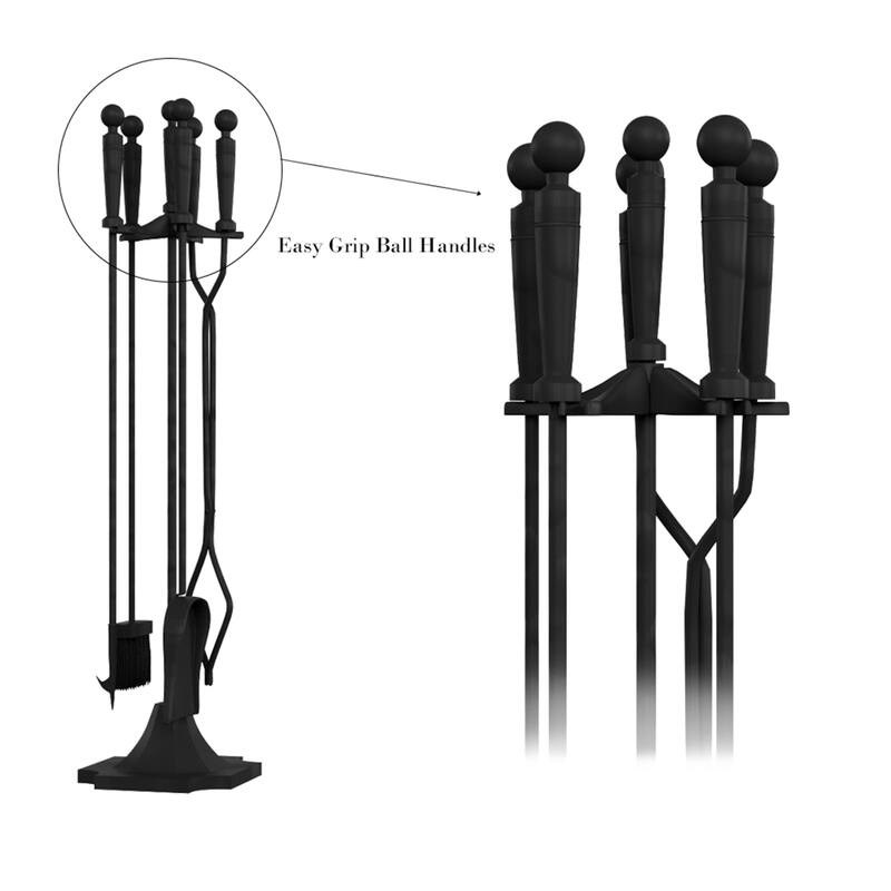 Lavish Home 5-Piece Fireplace Tools Set, Black
