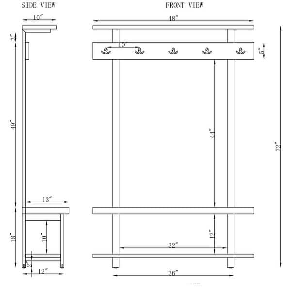Carbon Loft Lawrence Entryway Hall Tree with Bench and Coat Hooks