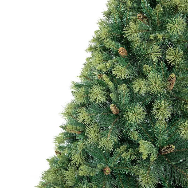 Real Tree Mimic Pre-Lit Artificial Christmas Tree with Fluffy PVC Branches, Folding Metal Base, and Easy 3-Step Assembly