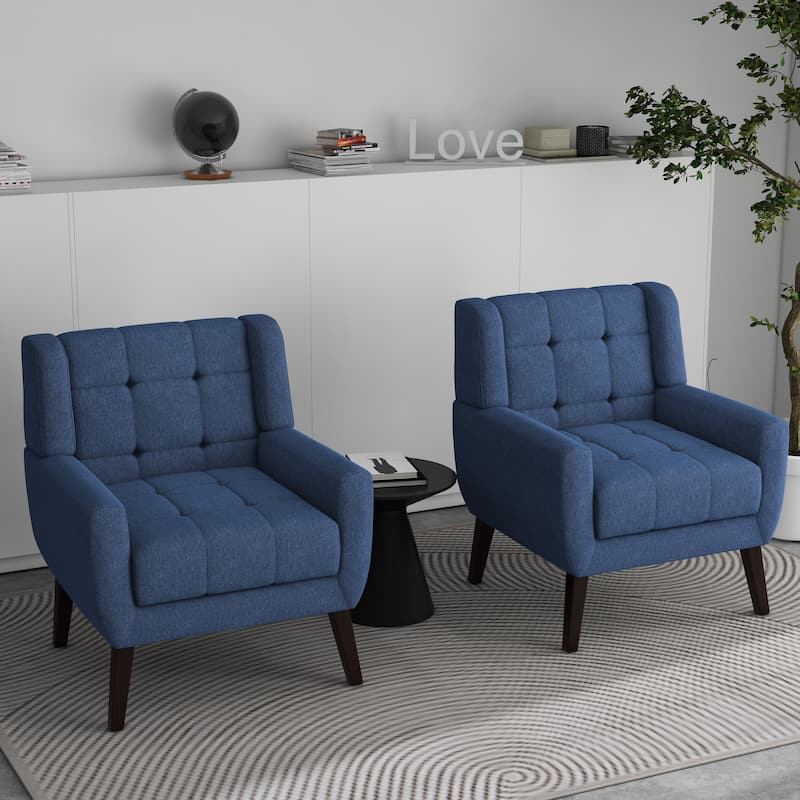 Tufted Arm Chair Upholstered Lounge Chair(Set of 2)