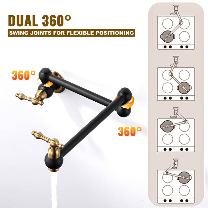 WOWOW Wall Mounted Pot Filler Faucet with Double Joints