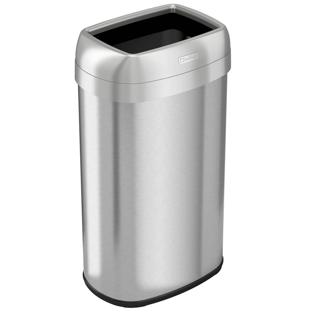 iTouchless 16 Gal Stainless Steel Oval Open Top Trash Can with Filters