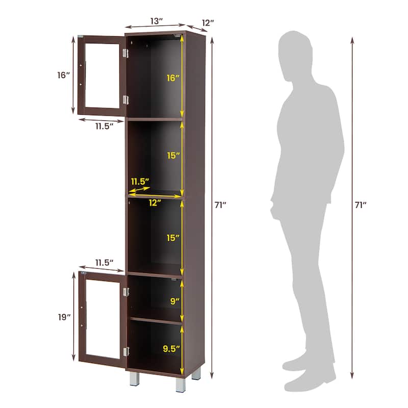 71'' Tall Tower Bathroom Storage Cabinet Organizer Display Shelves