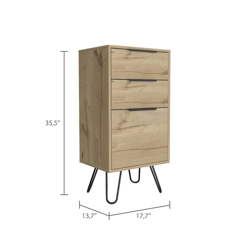 Augusta Light Dresser with Hairpin Legs and 3 Drawers