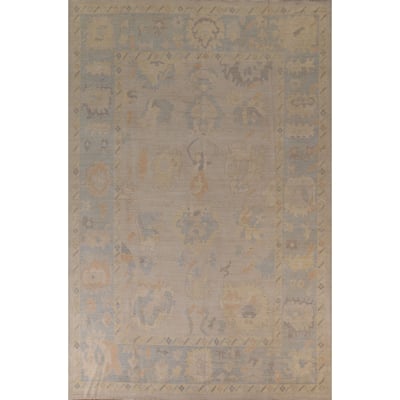 Vegetable Dye Oushak Oriental Area Rug Handmade Wool Carpet - 9'3"x 11'10"