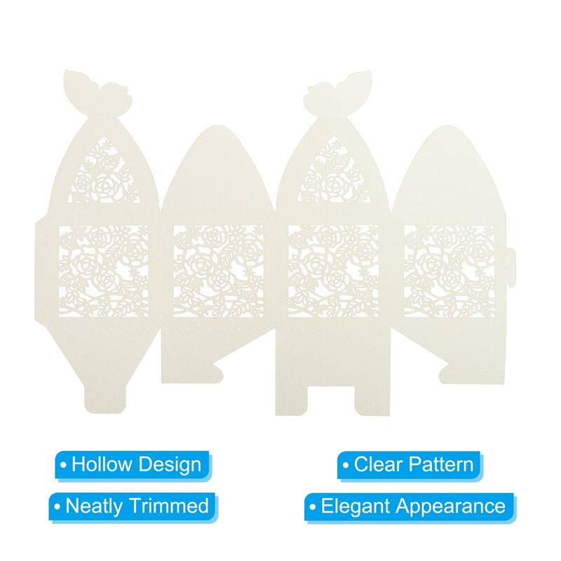 25Pcs Paper Hollow Rose Laser Cut Wedding Favor Candy Boxes