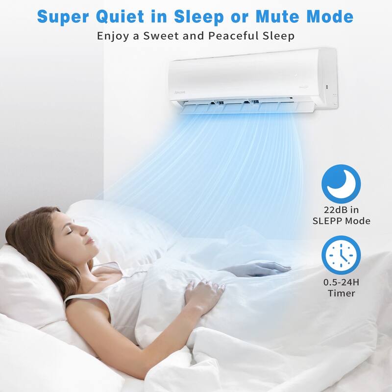 White Split Air Conditioner 12000BTU ,Ductless Inverter Heat Pump, 208-230V 17SEER2,Min Split AC/Heating System, Energy Saving