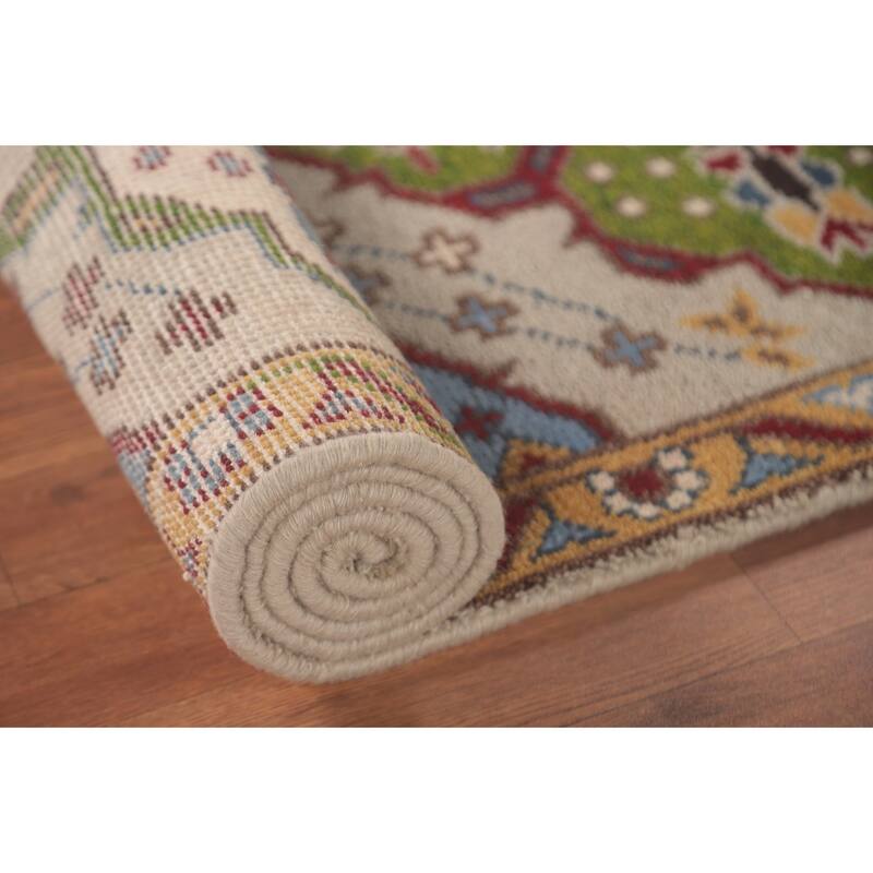 Gray Geometric Kazak Oriental Accent Rug Handmade Wool Carpet - 2'7"x 5'11"