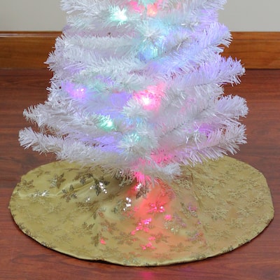 20" Gold Sequin Snowflake Pattern Mini Christmas Tree Skirt - 20