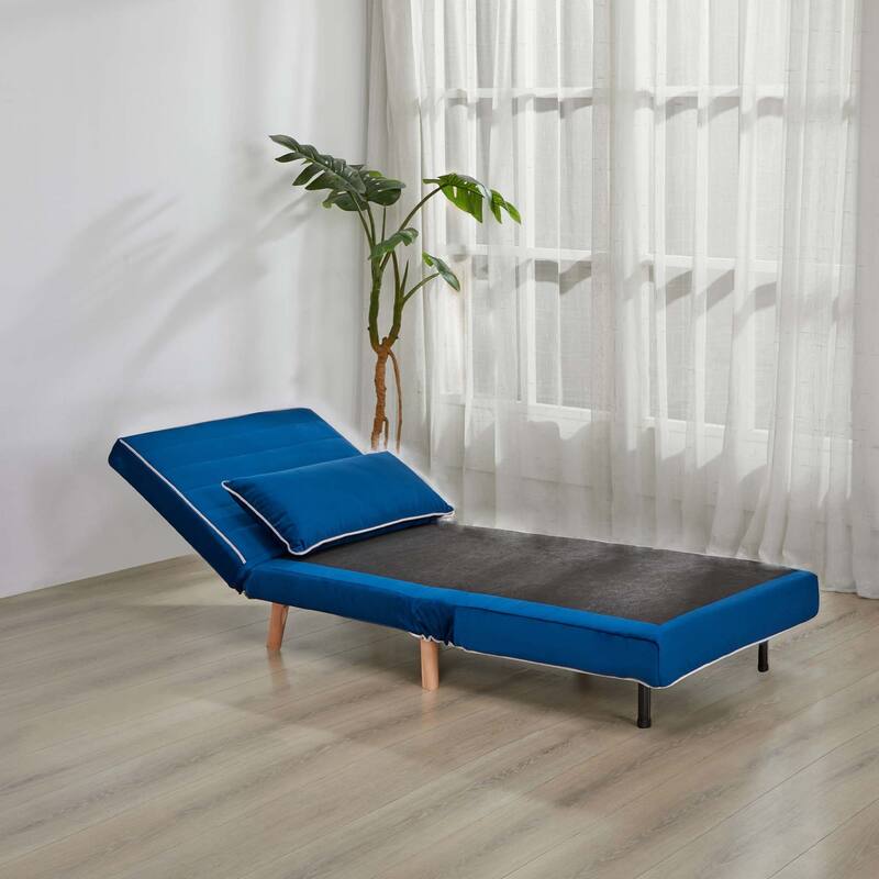 CANON Modern Velvet Foldable Sofa Bed with Piping Design - 3-Position Adjustable Backrest