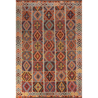 Kilim Oriental Area Rug Flatweave Reversible Multi-Color Wool Carpet - 8'0"x 11'6"