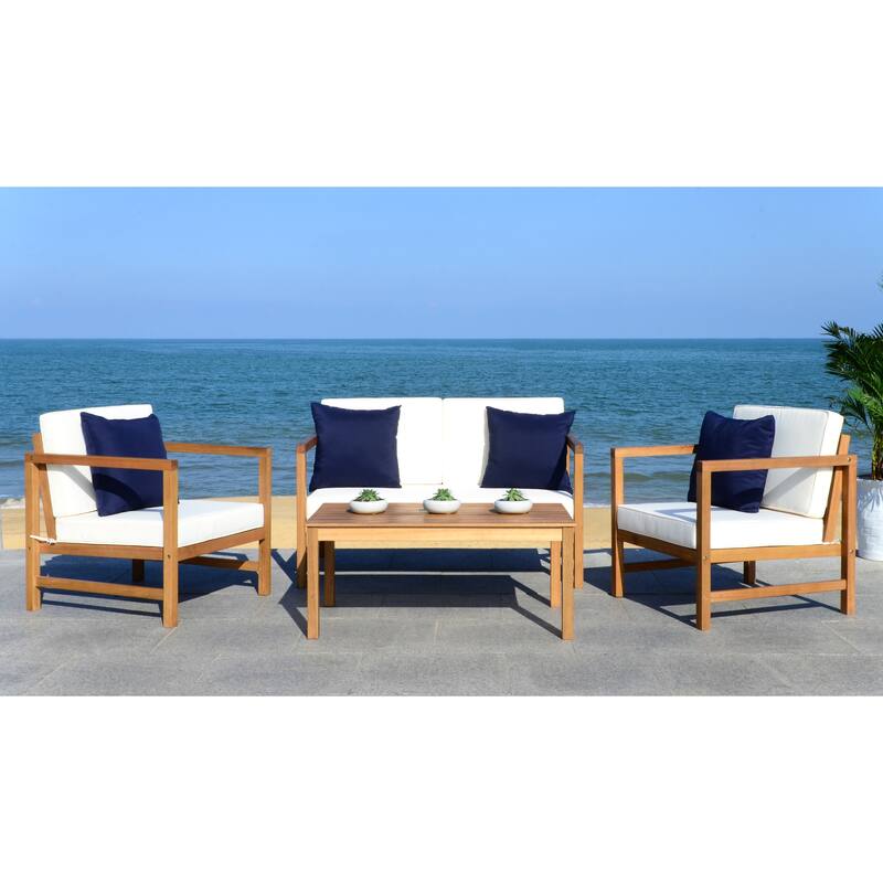 SAFAVIEH Outdoor Citlali 4-Piece Conversation Set with Accent Pillow - 50W x 29D x 29H