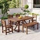 preview thumbnail 1 of 12, Modern 6-piece Acacia Wooden Outdoor Dining Set for Garden or Patio Brown