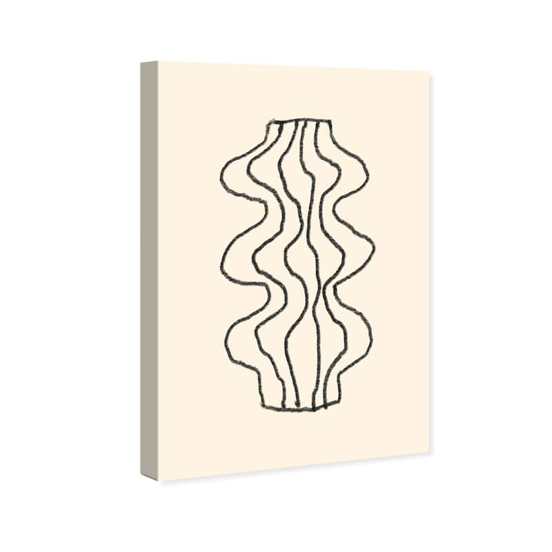 Wynwood Studio Canvas Abstract Lineal Garlics Black and Vanilla Modern & Contemporary Wall Art Canvas Print