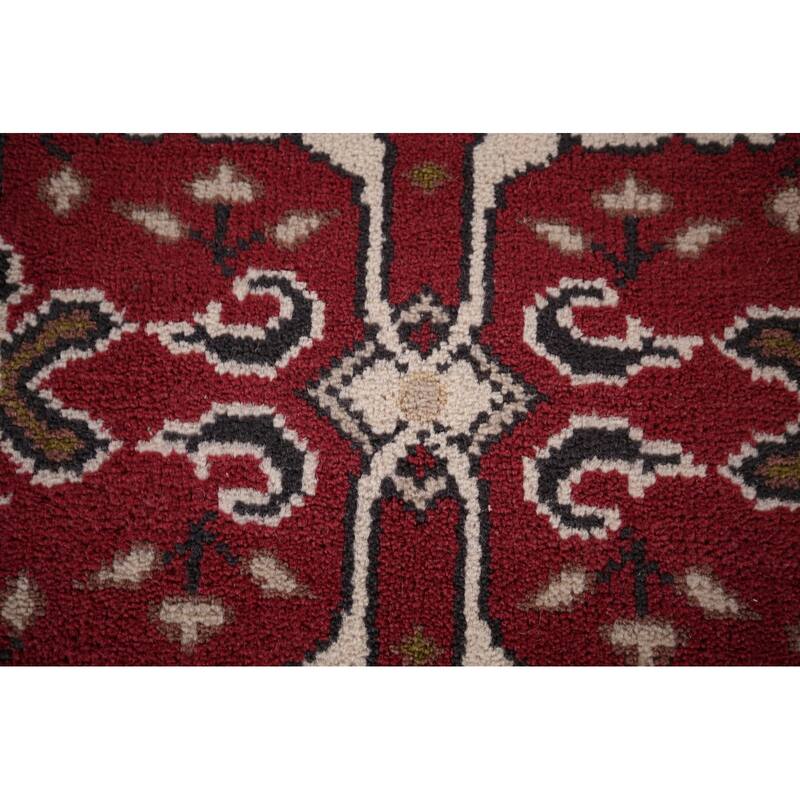 All-Over Red & Ivory Oushak Indian Runner Rug Handmade Wool Carpet - 2'6"x 9'9"