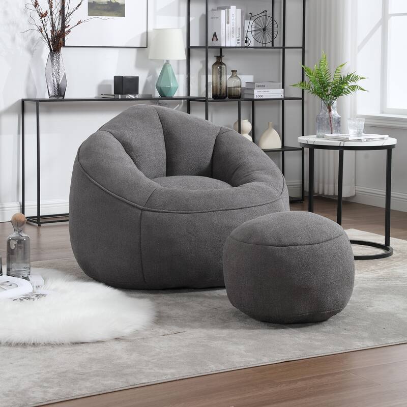 High Pressure Foam Bean Bag Sofa Chair with Footrest