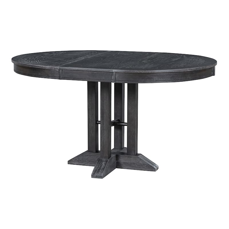Farmhouse 56" Dining Table Expandable Round Design for Kitchen and Dining Room with X-Shape Support