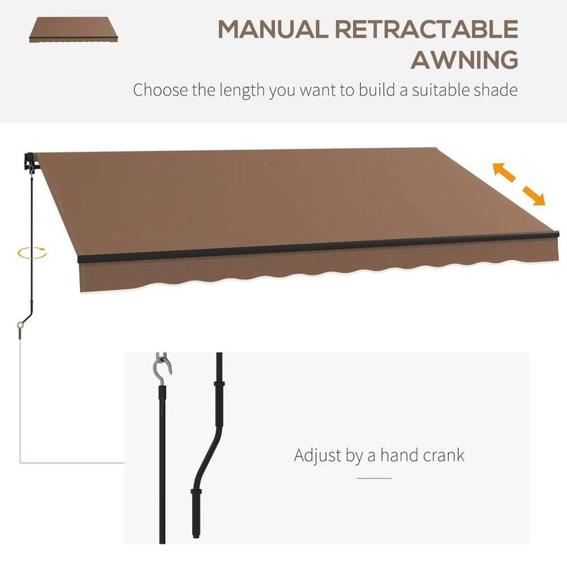 12'x10' Retractable Awning,UV Resistant Sunshade Shelter for Deck,Yard