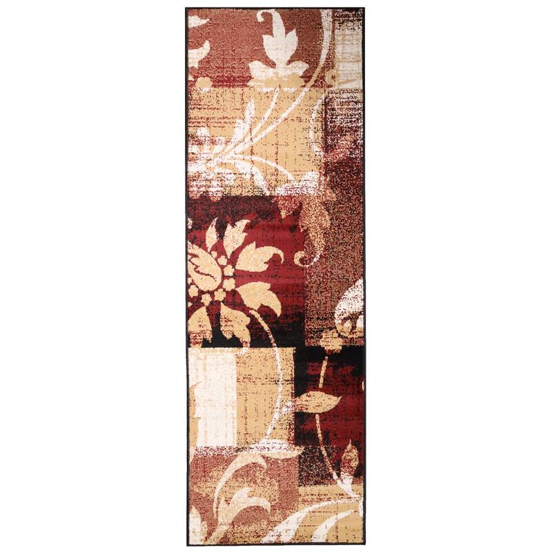 Contemporary Floral Patchwork Indoor Area Rug or Runner by Superior