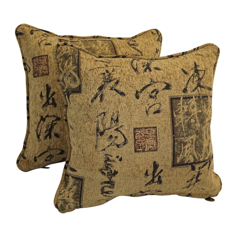 18-inch Jacquard Chenille Square Throw Pillows (Set of 2) - Calligraphy
