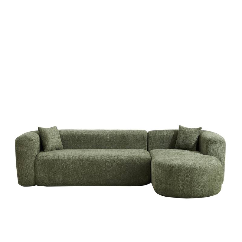 L-Shaped Modular Sectional Sofa, Comfy Chenille Boneless Cloud Couch, Corner Deep Seat Sofa with 2 Throw Pillows