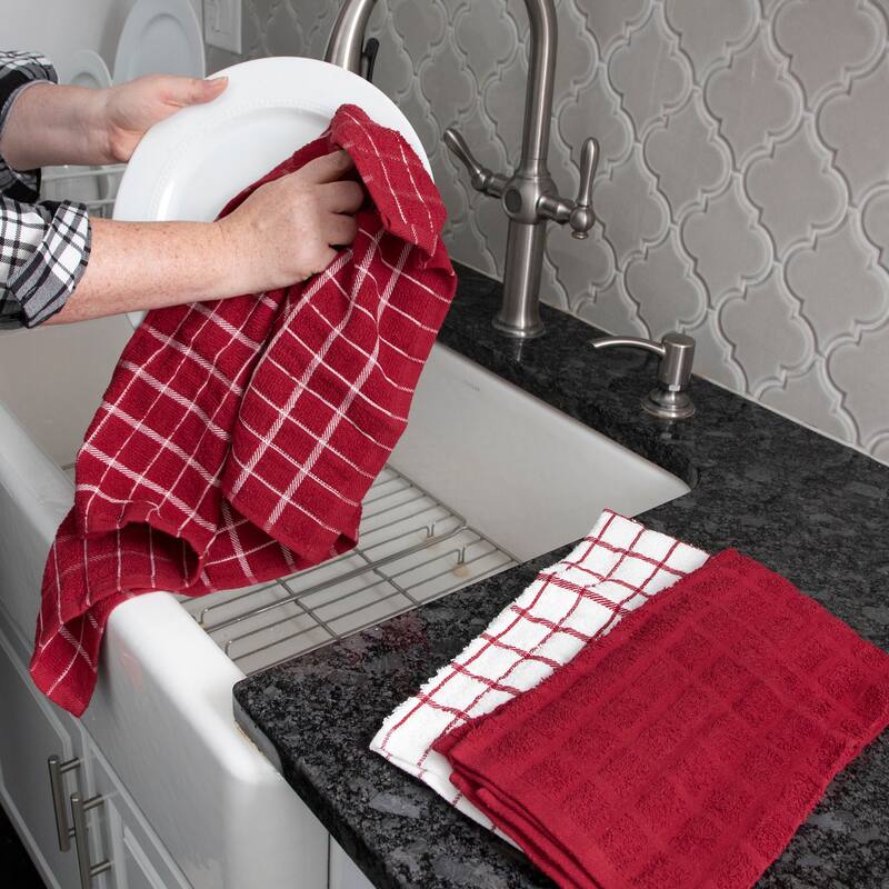 Ritz 3-Pack Terry Check Kitchen Towel and 6-Pack Terry Check Dish Cloth Set