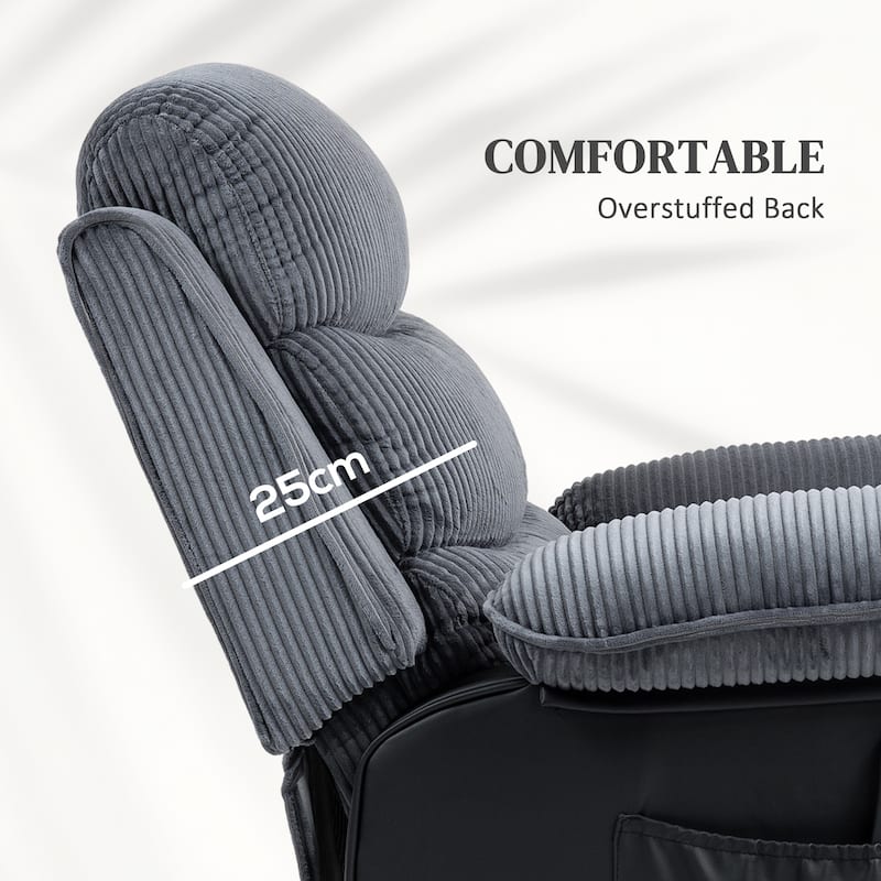 Dark Grey Power Lift Recliner Chair with Massage Heated Lumbar and USB Remote Overstuffed Comfort
