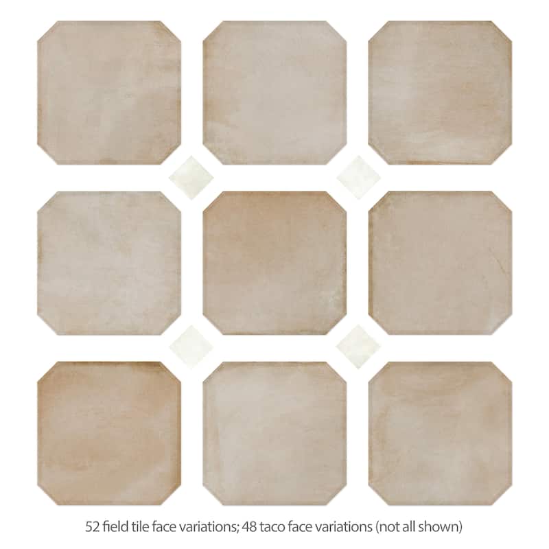 Merola Tile Laverton Octagon Arena with Taco Nieve 7-7/8" x 7-7/8" Porcelain Floor and Wall Tile