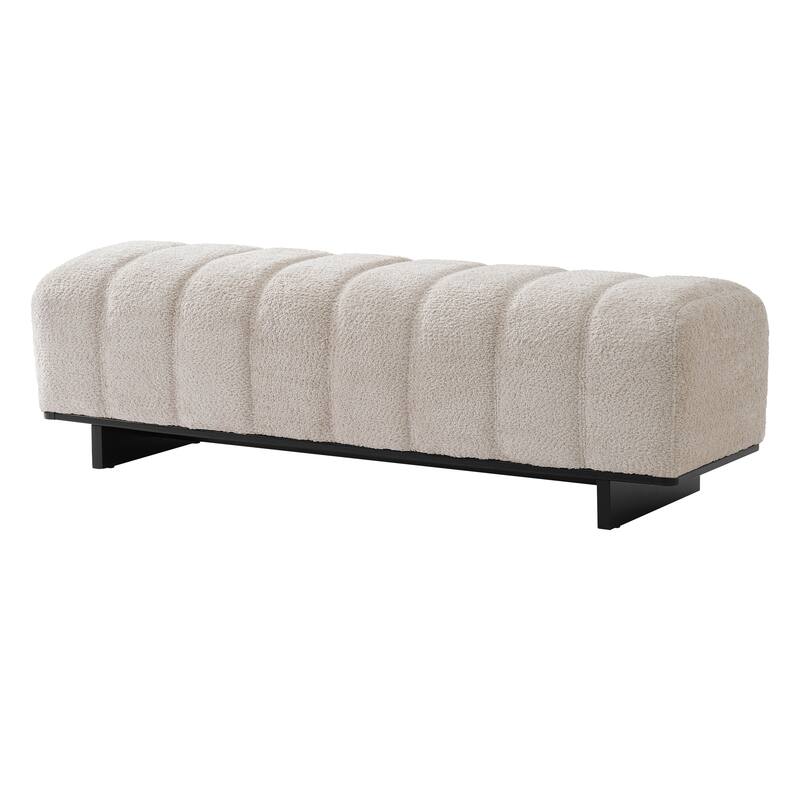 Christopher Knight Home - Modern Upholstered Dining Bench with Faux Fur Tufted Seating