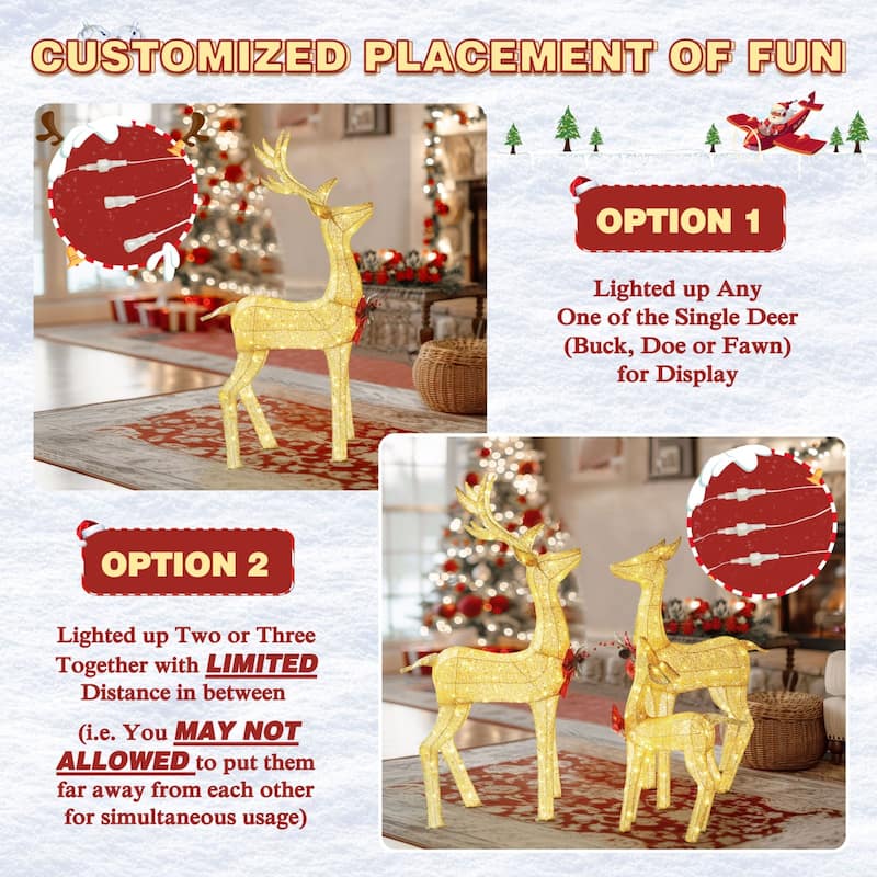 VEIKOUS 4.5 ft. 3D LED Reindeer Family Christmas Holiday Yard Decoration