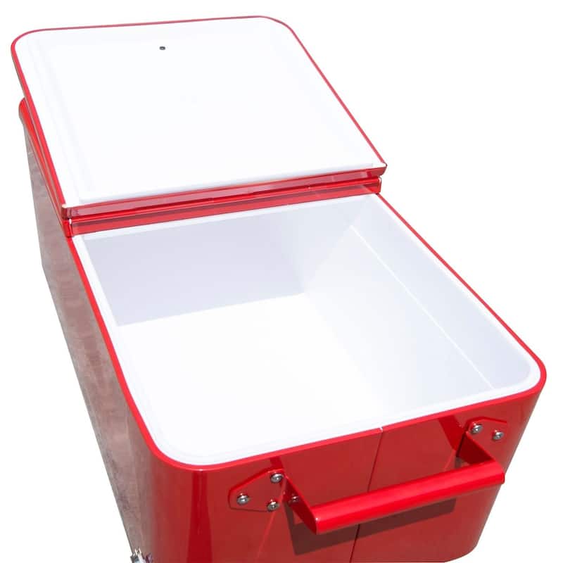 Outsunny 80-quart Red Portable Rolling Patio Drink Cooler Ice Chest